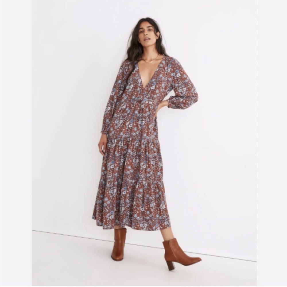 Madewell Challis Wrap Midi Dress Floral XS